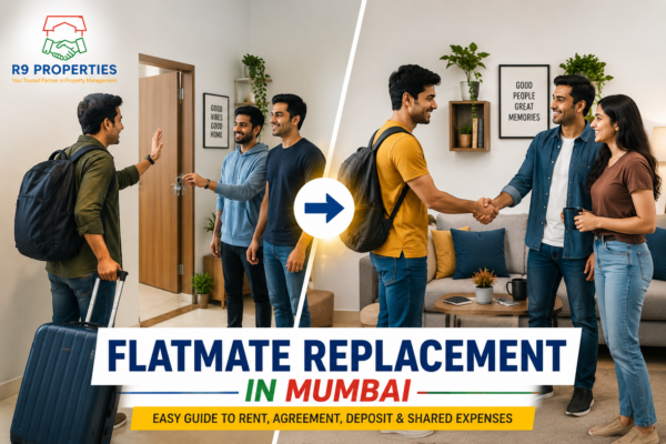 Flatmate replacement in Mumbai showing outgoing flatmate leaving and new flatmate moving in
